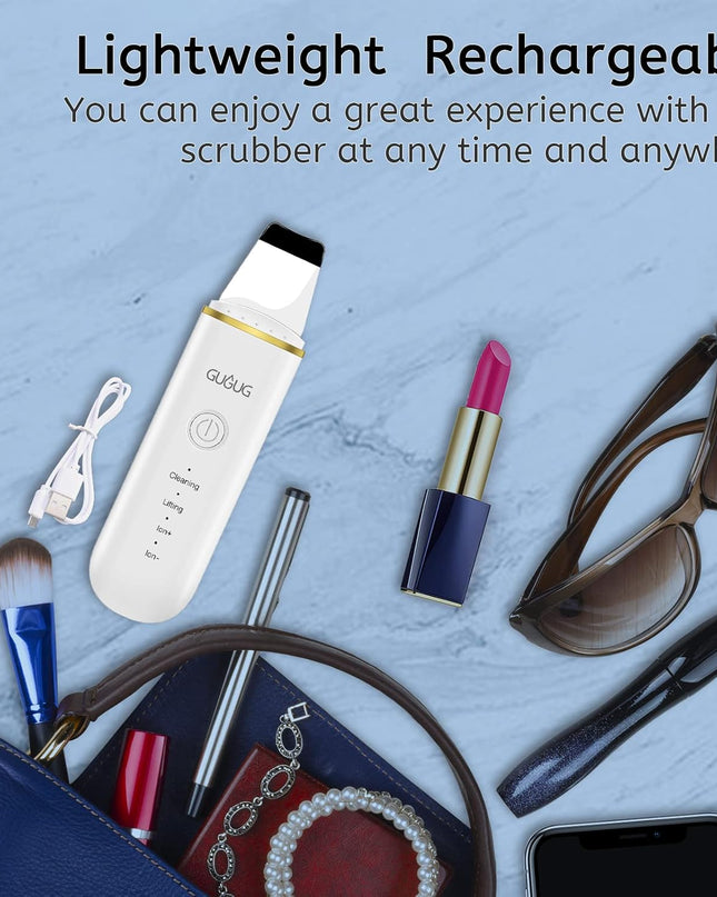 GUGUG Skin Scrubber Face Spatula Skin Spatula Pore Cleaner Blackhead Remover Tools for Facial Deep Cleansing-4 Modes -White