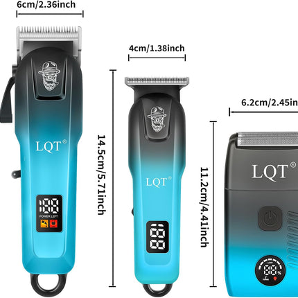 LQT Professional Hair Clippers for Men, Cordless Barber Clippers with Precision Trimmer and Dual Foil Shaver,LED Display, Electric Hair Cutting Machine, Men’s Grooming Kit, Gift for Him