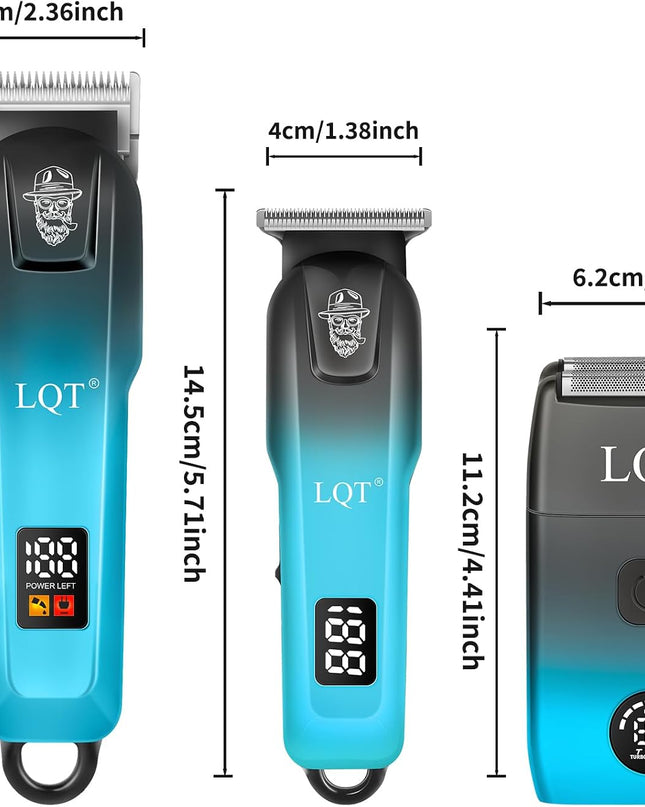 LQT Professional Hair Clippers for Men, Cordless Barber Clippers with Precision Trimmer and Dual Foil Shaver,LED Display, Electric Hair Cutting Machine, Men’s Grooming Kit, Gift for Him