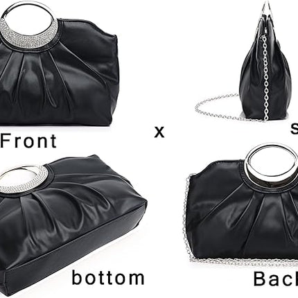 Fashion Clutch Purses Elegant Pleated for Women Formal/Casual, Fashion PU Leather Purse for Prom, Cocktail and Wedding