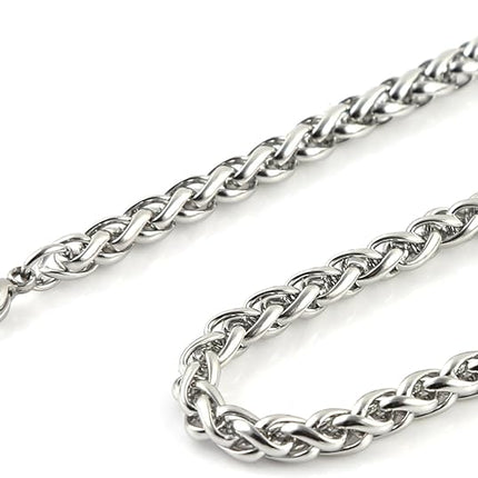 HZMAN Men's Stainless Steel Cross Pendant Necklace with Wheat Chain