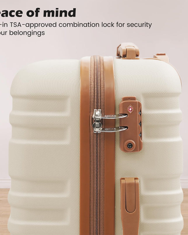 Coolife Luggage Sets Suitcase Set 3 Piece Luggage Set Carry On Hardside Luggage with TSA Lock Spinner Wheels (White, 3 piece set (BP/TB/20))