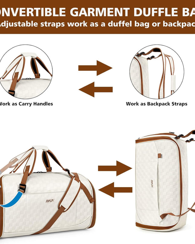 Convertible Garment Bags for Travel - Carry on Garment Duffle Bag with Backpack Straps for Men Women, 4 in 1 Large Travel Duffel Bags with Shoes Compartment Hanging Suit Dress Weekender Bag 3pcs Set