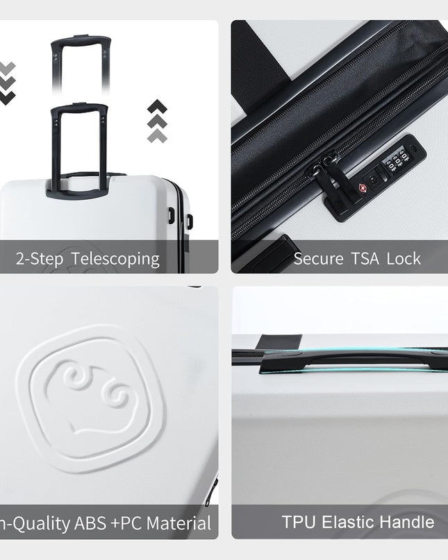 Luggage Sets 3 Piece (20/24/28) Expandable Suitcases with Wheels PC+ABS Durable Hardside Suitcase TSA Lock White