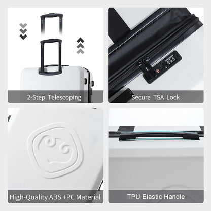 Luggage Sets 3 Piece (20/24/28) Expandable Suitcases with Wheels PC+ABS Durable Hardside Suitcase TSA Lock White