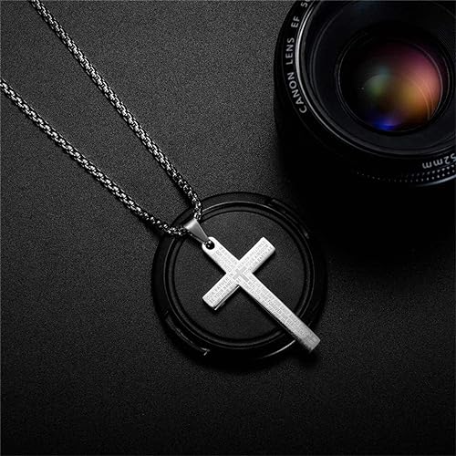 Prayer Cross Necklace for Men Stainless Steel Cross Necklace Gold Silver Black Cross Chain Pendant for Boys