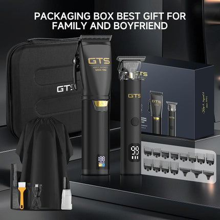GTSPRO Hair Clippers for Men Professional, Cordless Clippers for Hair Cutting, Mens Hair Clippers and Trimmer Kit for Barber with LED Display 15 Guide Combs