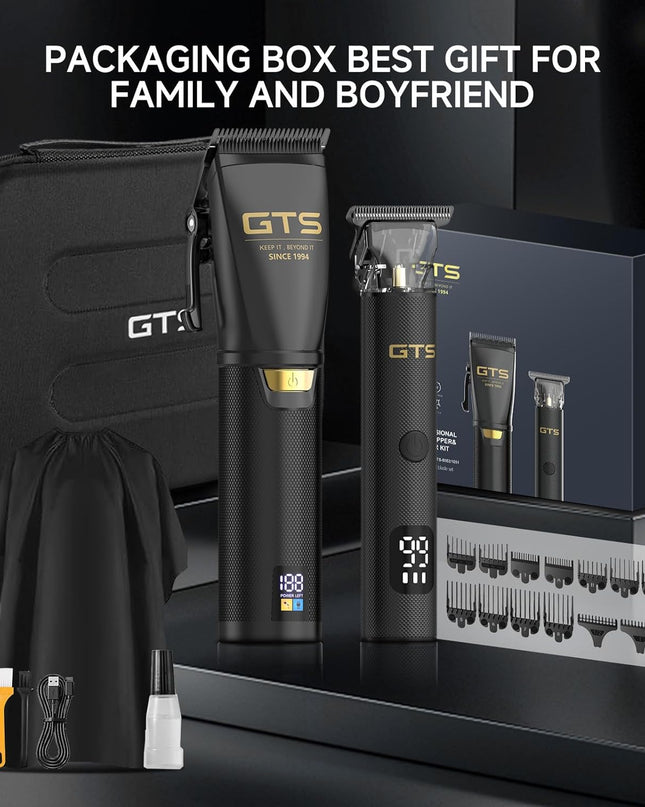 GTSPRO Hair Clippers for Men Professional, Cordless Clippers for Hair Cutting, Mens Hair Clippers and Trimmer Kit for Barber with LED Display 15 Guide Combs