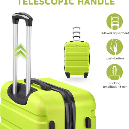 4 Piece Luggage Sets, Hard Shell Suitcase Set with Spinner Wheels 16 20 24 28inch Travel Sets(Green)