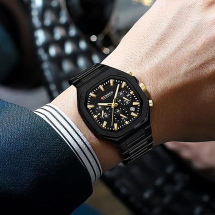 Luxury Watches for Men Dress Watch Mens Chronograph Analog Watch Men Stainless Steel Waterproof Watches 6-Hands Square Watches