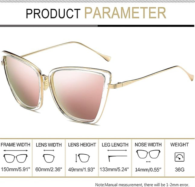 Joopin Oversized Cateye Sunglasses for Women, Fashion Metal Frame Cat Eye Womens Sunglasses