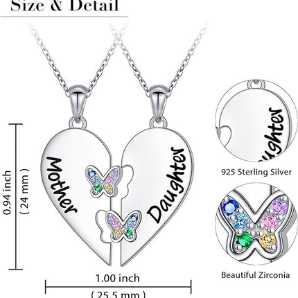 DAOCHONG Mothers Day Gifts S925 Sterling Silver Mother Daughter Granddaughter Family Heart Pendant Necklace Jewelry from Dad Mom Grandmother Son Birthday