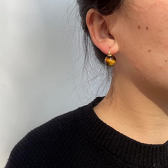 OwMell Elegant 925 Sterling Silver Pearl Drop Earrings Dangle Stud Gold Plated Earrings for Women Large Size 12mm