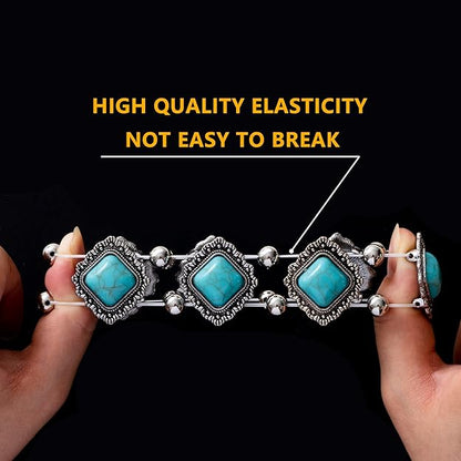 Turquoise Beaded Stretch Bracelets Bohemian Stackable Bracelets Y2K Summer Beach Bracelets Jewelry for Women