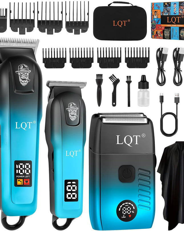 LQT Professional Hair Clippers for Men, Cordless Barber Clippers with Precision Trimmer and Dual Foil Shaver,LED Display, Electric Hair Cutting Machine, Men’s Grooming Kit, Gift for Him