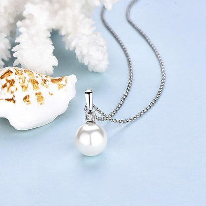 925 Sterling Silver Freshwater Cultured Pearl Pendant Necklace JO WISDOM Jewelry for Women,Girls