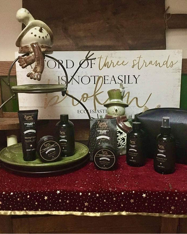 Christmas Gift Basket for Men Holiday Spa Basket! Best Grooming Kit for Husband & Dad! Mens Spa Set Peppermint Mens Spa Basket