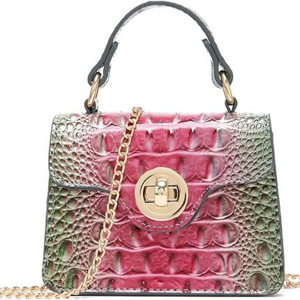 Chic Women Crocodile Leather bags Mini Top-Handle Clutch Compact Evening Bag Stylish Accessory for Essentials