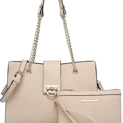 Dasein Leather Handbag Tote Hobo Bag for Women Shoulder Purse Top Handle Satchel Bag with Matching Clutch