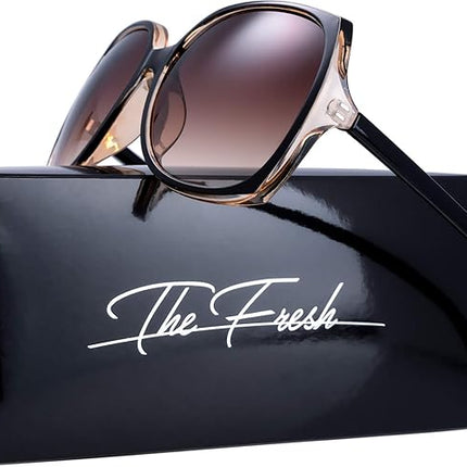 The Fresh Women's Oversized Square Jackie O Cat Eye Hybrid Butterfly Fashion Sunglasses - Exquisite Packaging
