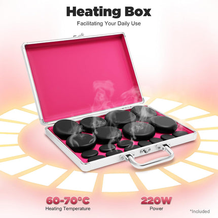 16Pcs Basalt Hot Stones Set Hot Rocks Massage Stones Kit with Heater Box for Body Massage (Include Hot Stone)