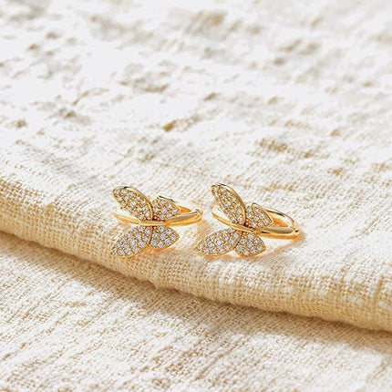 Cubic Zirconia Huggie Earrings 14k Gold Plated Tiny Earrings