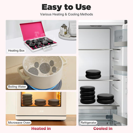 16Pcs Basalt Hot Stones Set Hot Rocks Massage Stones Kit with Heater Box for Body Massage (Include Hot Stone)