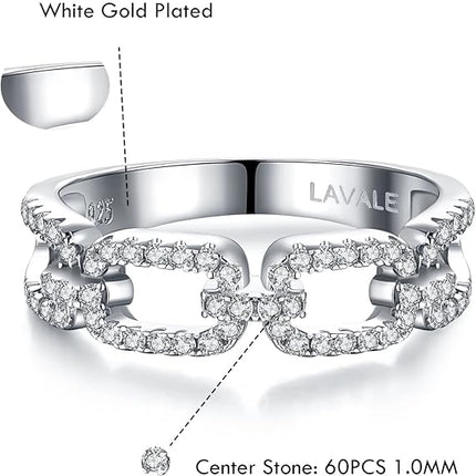 LAVALE Moissanite Wedding Band for Women,Twist Link D Color VVS1 Lab Created Diamond Rings,Half Eternity Stackable Band Ring,S925 Sterling Silver Chain Link Ring Size 8