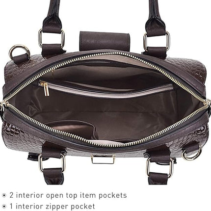 Dasein Women Barrel Handbags Purses Fashion Satchel Bags Top Handle Shoulder Bags Vegan Leather Work Bag