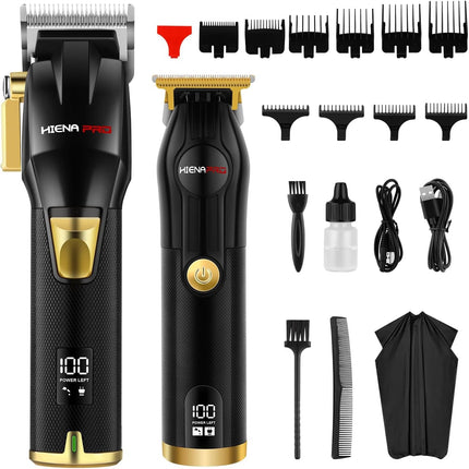 HIENA PRO Hair Clippers for Men T Liners Hair Trimmer Set, Professional Cordless Rechargeable Barber Hair Cutting Kit with LED Display， Gifts for Men