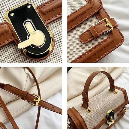Womens Chic Crossbody Shoulder Bags Small Totes PU Leather Evening Clutch Purse Splicing Handbag Elegant Satchel