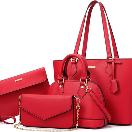4PCS Women Fashion Handbags Purses Wallet Shoulder Bags Casual Tote Bag Crossbody Bags, Handbag Set Gift for Ladies Girls