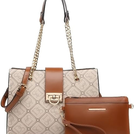 Dasein Leather Handbag Tote Hobo Bag for Women Shoulder Purse Top Handle Satchel Bag with Matching Clutch