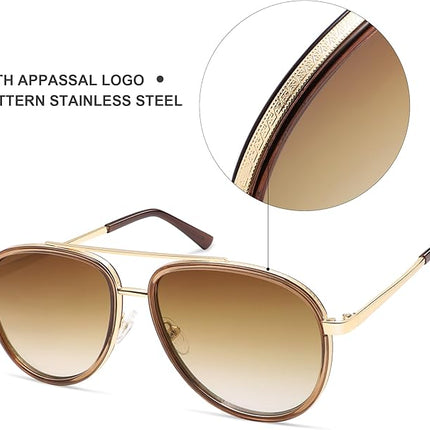 Retro Aviator Sunglasses for Women 70s Double Bridge Sunnies AP3688