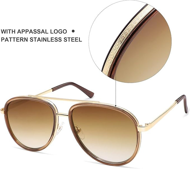 Retro Aviator Sunglasses for Women 70s Double Bridge Sunnies AP3688
