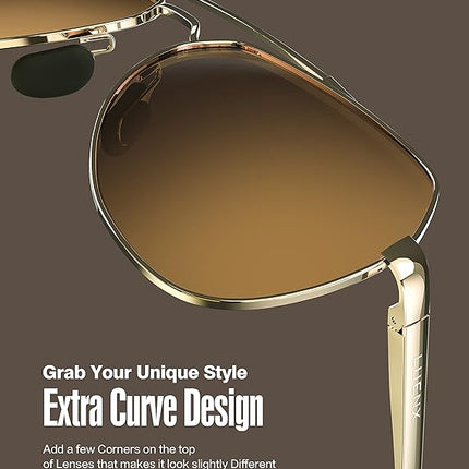 LUENX Aviator Sunglasses for Men Women Polarized New Shades Large Metal Frame - UV 400 Protection
