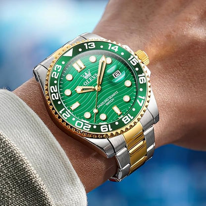 OLEVS Watch Men Luxury Big Face Dress Easy Read Mens Watches with Date Waterproof Luminous Stainless Steel Watches for Men Business Fashion Analog Quartz Men's Wrist Watches Rotatable Bezel Men Watch