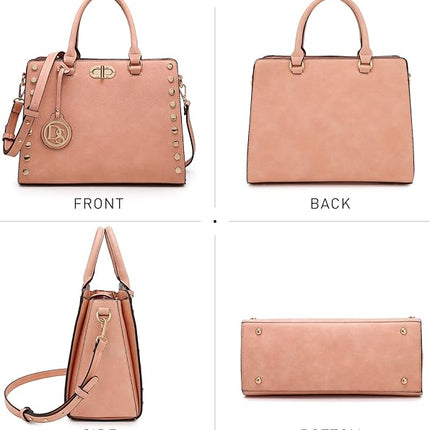 Dasein Women Medium Satchel Handbag Work Tote Shoulder Bag Top Handle Purse with Matching Clutch 2pcs Set
