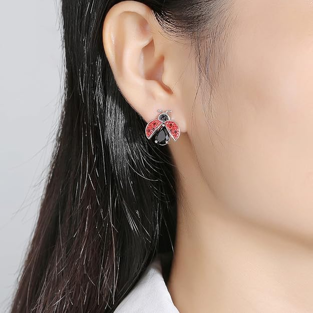 Superchic Ladybug Pendant Necklace Cute Cubic Zirconia with floating Crystals for Women Halloween Party Birthday Gifts