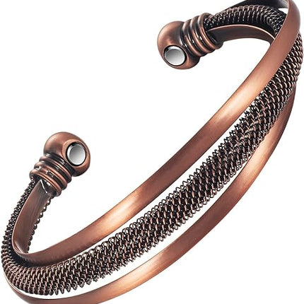 Wollet Copper Magnetic Bracelet for Women Copper Bracelets Adjustable Pure Copper Cuff Bracelet with Magnet Jewelry Gift