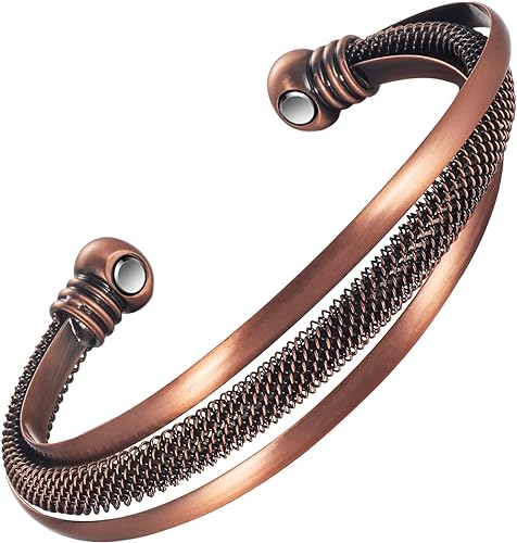 Wollet Copper Magnetic Bracelet for Women Copper Bracelets Adjustable Pure Copper Cuff Bracelet with Magnet Jewelry Gift