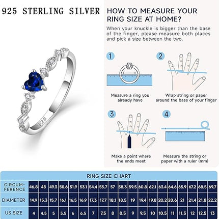 925 Sterling Silver Stackable Rings Birthstone Promise Rings Thin Half Eternity Halo Cubic Zirconia Wedding Band Rings Jewelry for Women Her, Size 6-10
