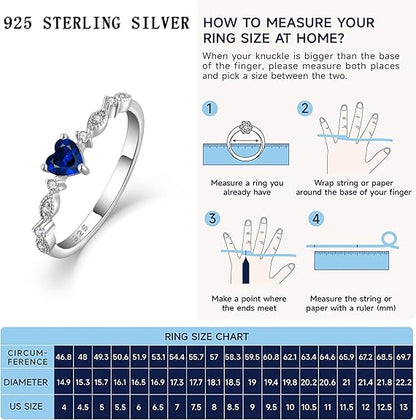 925 Sterling Silver Stackable Rings Birthstone Promise Rings Thin Half Eternity Halo Cubic Zirconia Wedding Band Rings Jewelry for Women Her, Size 6-10