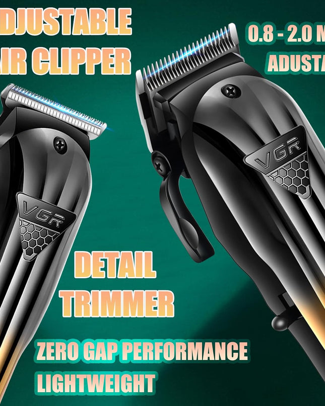 VGR 644 Hair Clippers for Men Professional, Cordless Beard Trimmer & Electric Razor Shavers for Men, Rechargeable 3 Piece Barber Hair Cutting Kit LED Display Men's Grooming Kit