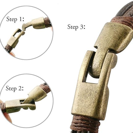 Jstyle Mens Vintage Leather Wrist Band Brown Rope Bracelet Bangle
