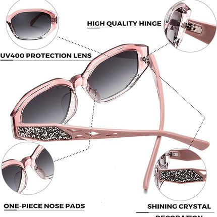 FEISEDY Sunglasses for Women Men, Retro Trendy Shiny Style, Small Narrow Rectangle Shades, UV400 B0247