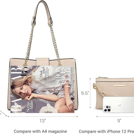 Dasein Leather Handbag Tote Hobo Bag for Women Shoulder Purse Top Handle Satchel Bag with Matching Clutch