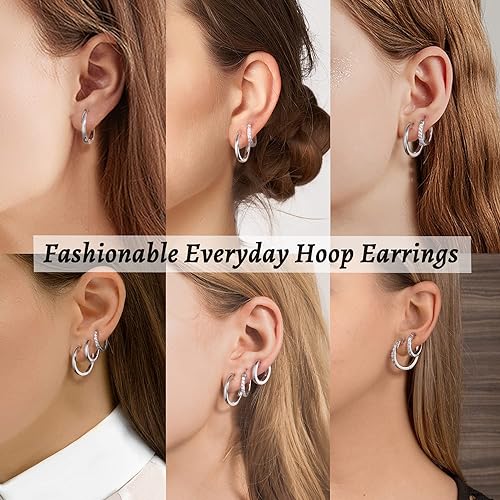 14K Gold Hoop Earrings for Women Girls with 925 Sterling Silver Post Hypoallergenic