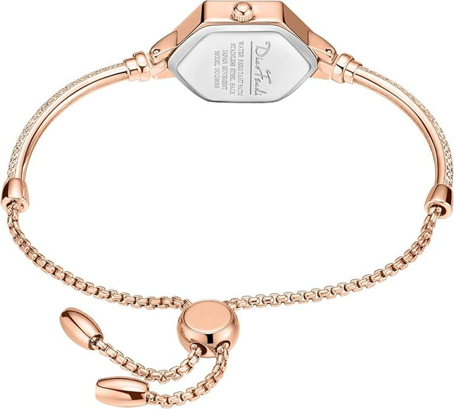 Rose Gold Petite Bracelet Watch for Women, Diamond Dress Analog Hexagonal Mini Women Watch Waterproof