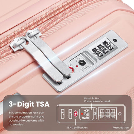 Luggage Set 4 Piece Suitcase Sets with Double Spinner Wheel, Expandable Hardside Travel Luggage with TSA Lock (14/20/24/28), PP Material Hardshell Carry on Travel Suitcases (D# Pink)